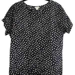 J Crew Top- Women's Small Blue Floral with Tie Front